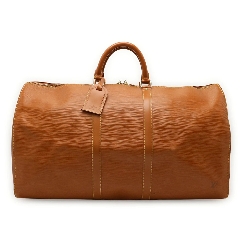 LOUIS VUITTON Epi Keepall Boston Bag Travel Leather Zipang Gold Camel Brown